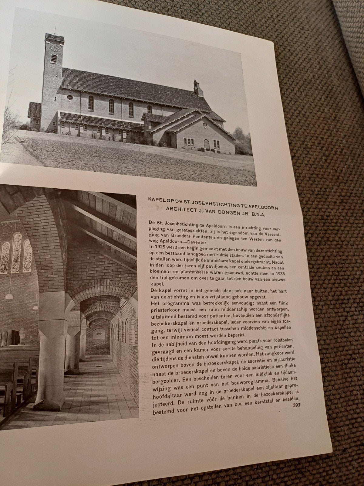 artikel kapel Sint Josephstichting Apeldoorn J. van Dongen, Ophalen of Verzenden, 1920 tot 1940, Knipsel(s)