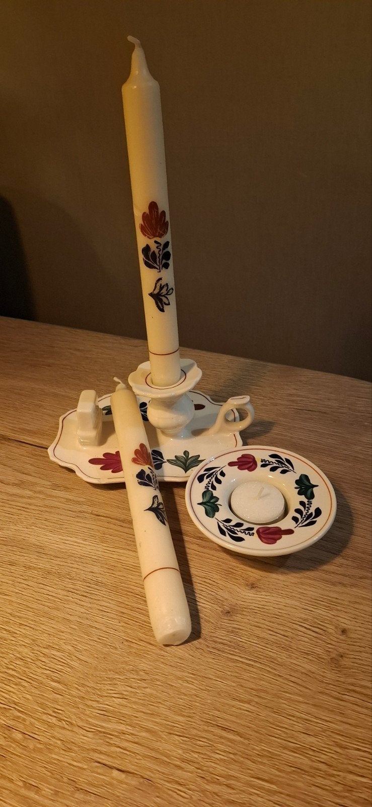 Boerenbont kandelaars en waxinelichthouder, Ophalen of Verzenden, Keramiek of Aardewerk