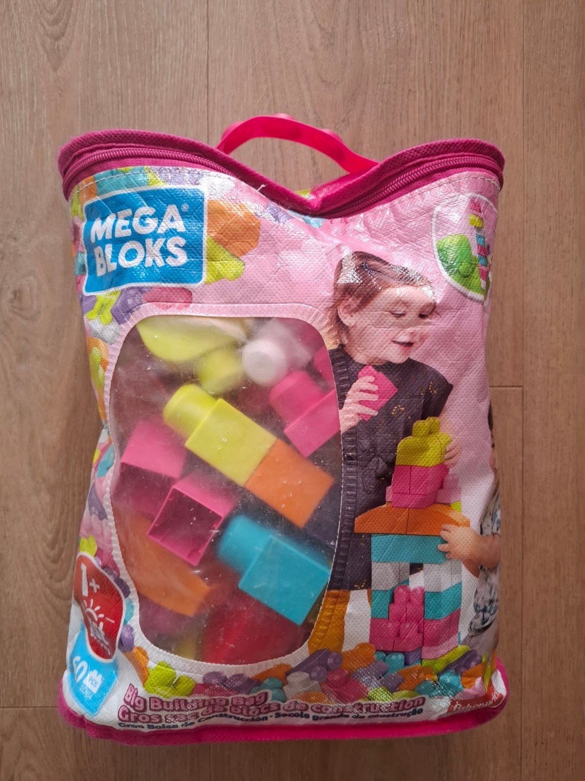 Mega Bloks Big Building Bag - Roze met 60 blokken, Ophalen, Megabloks