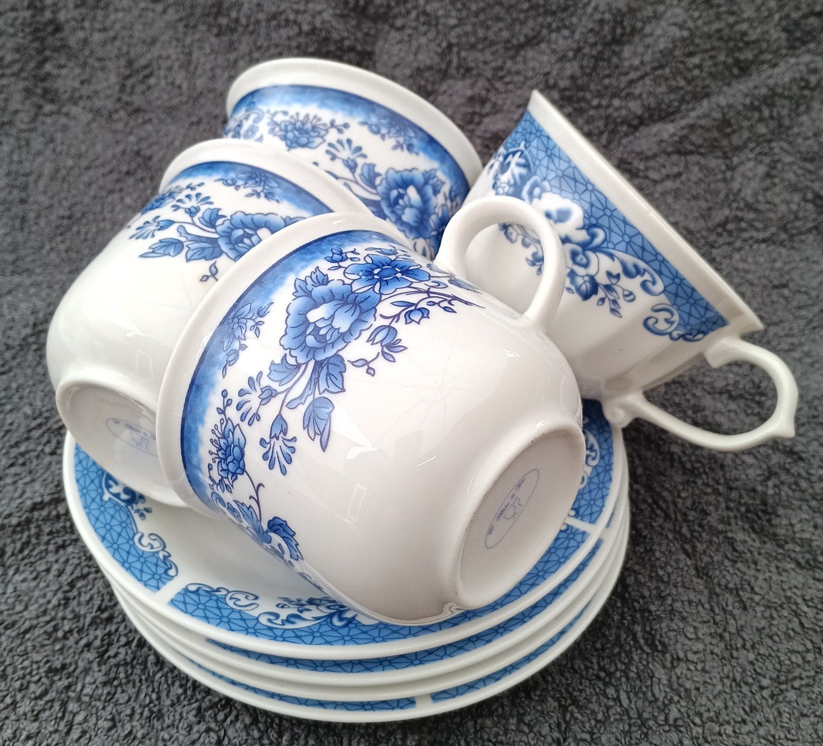 4x blauw/wit kop/schotel, Antiek en Kunst, Antiek | Servies los, Ophalen of Verzenden