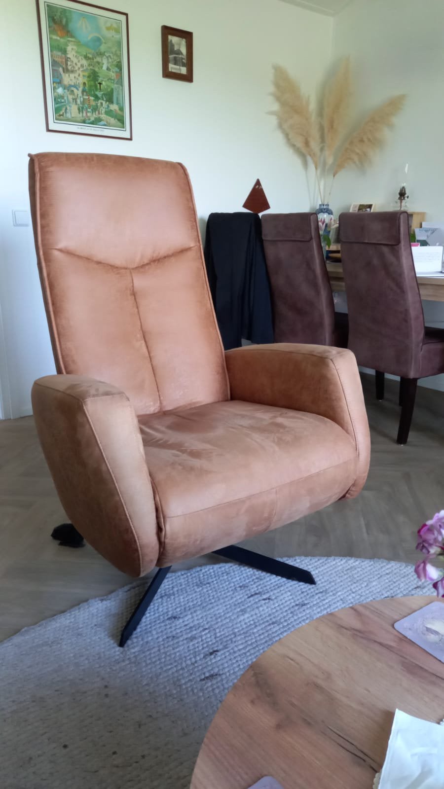Lederen Relaxstoel, Ophalen, Minder dan 75 cm, Leer, Zo goed als nieuw