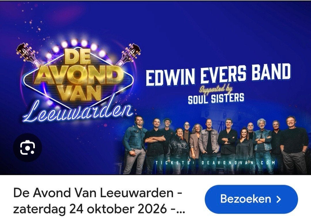 2 tickets de avond van Leeuwarden met de Edwin Evers band, Twee personen, November