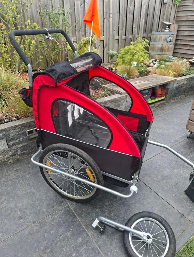 Samax Kinderfietskar 2-in-1 met wandelset, Fietsen en Brommers, Fietsaccessoires | Aanhangers en Karren, Ophalen, Gebruikt, Kinderkar