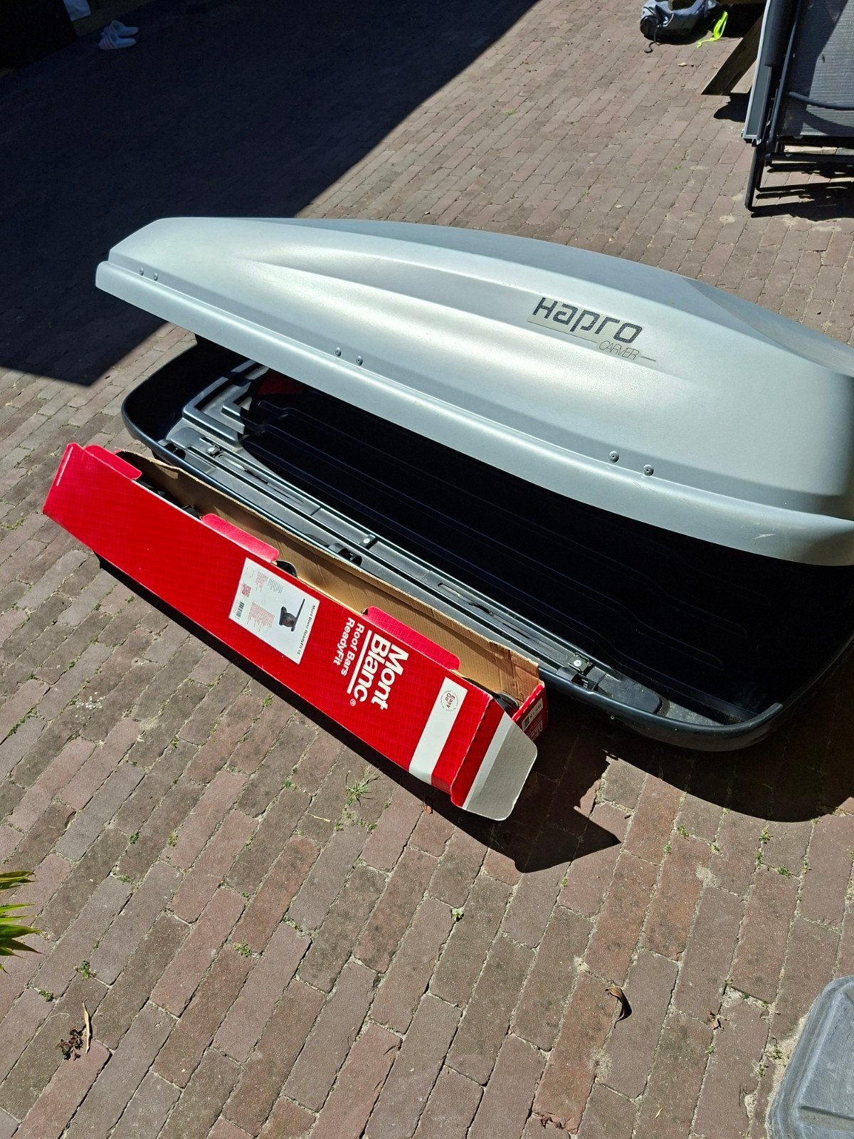 Hapro Dakkoffer met Mont Blanc dakdragers, Ophalen of Verzenden, Gebruikt
