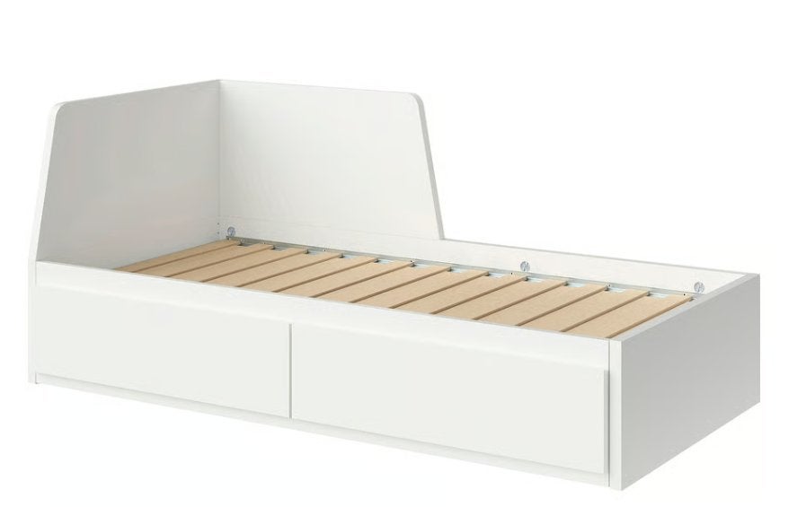 Wit bedframe met lades en bedlamp (excl. matrassen), Ophalen, Gebruikt, Eenpersoons, Wit