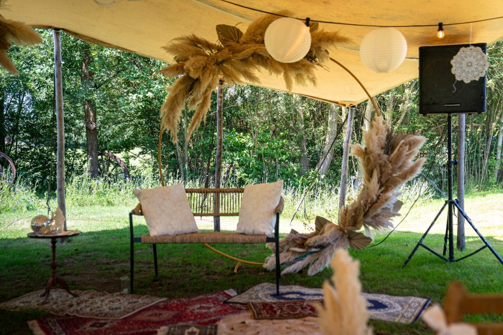 Bruiloft Boho Pampasgras Decoratie met Discoballen, Beige, Boho, Ophalen of Verzenden, Zo goed als nieuw