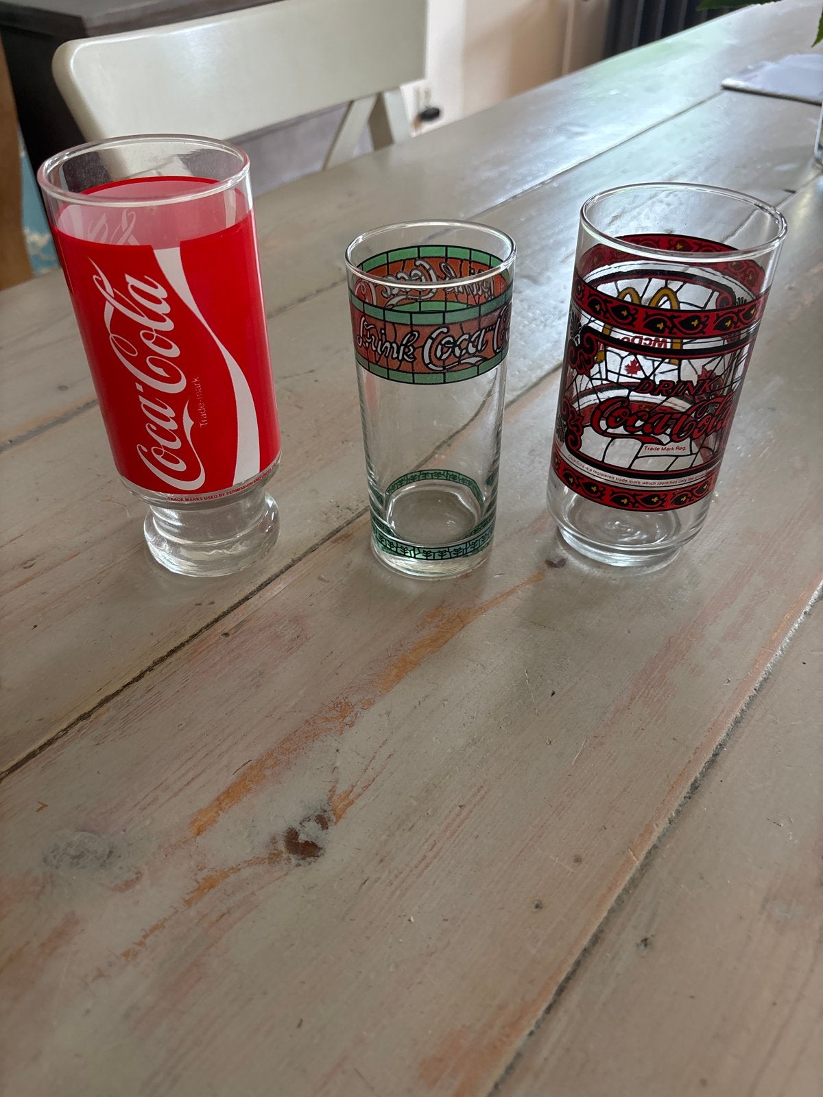 Vintage Coca-Cola Glazen Set - 3 Stuks, Ophalen of Verzenden, Gebruikt, Gebruiksvoorwerp