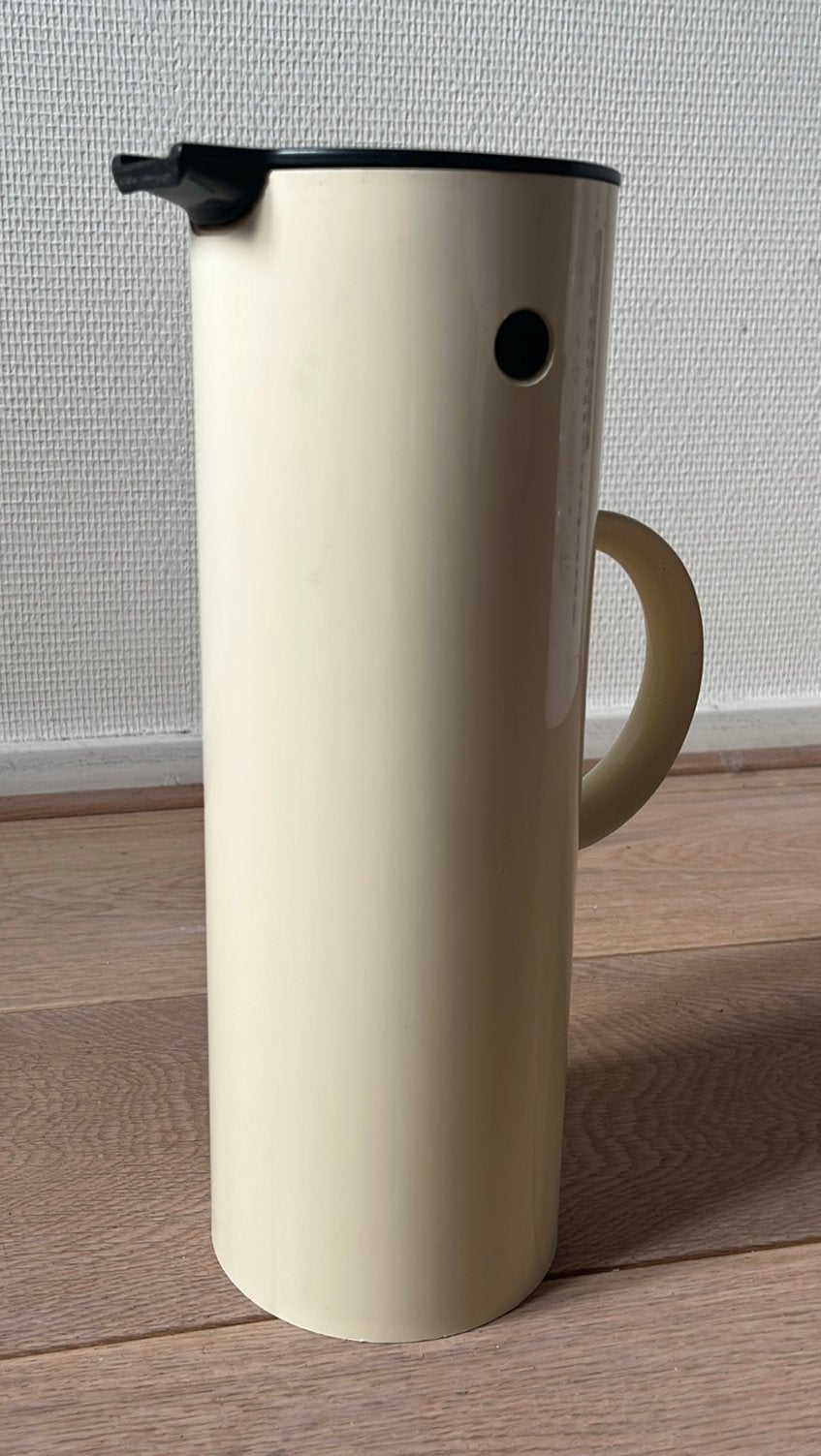 Stelton koffie thermoskan, Beige, Kunststof, Ophalen of Verzenden, Overige merken