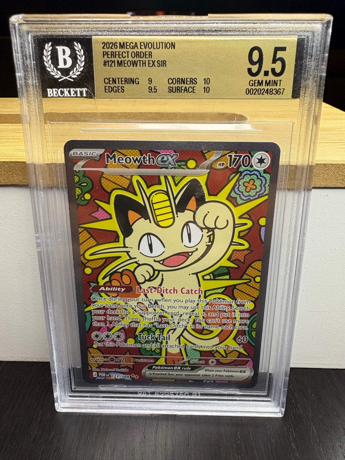 Meowth ex #121 Pokemon kaart Beckett 9.5 GEM MINT, Ophalen of Verzenden, Zo goed als nieuw, Losse kaart