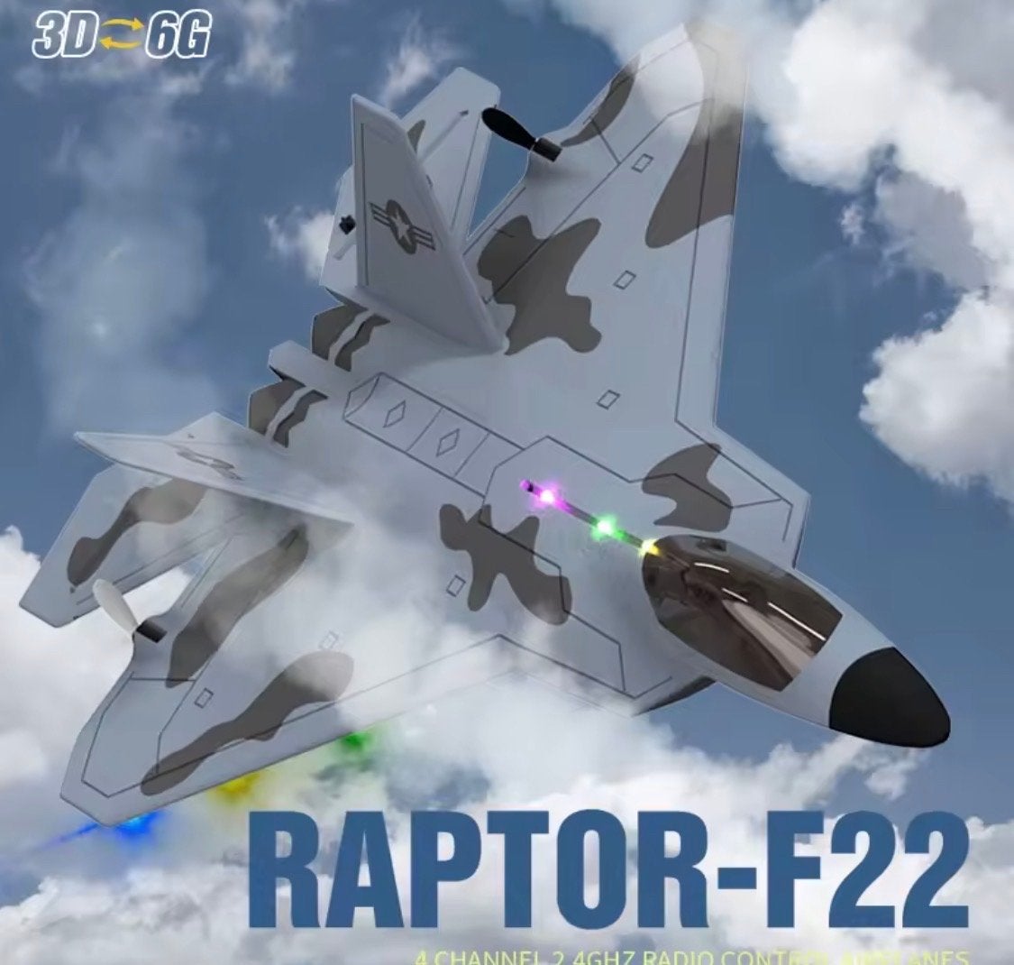F22S RC Vliegtuig Raptor F22 met LED, 3 accu's & rugzak, Ophalen of Verzenden, Nieuw, Elektro, RTF (Ready to Fly)