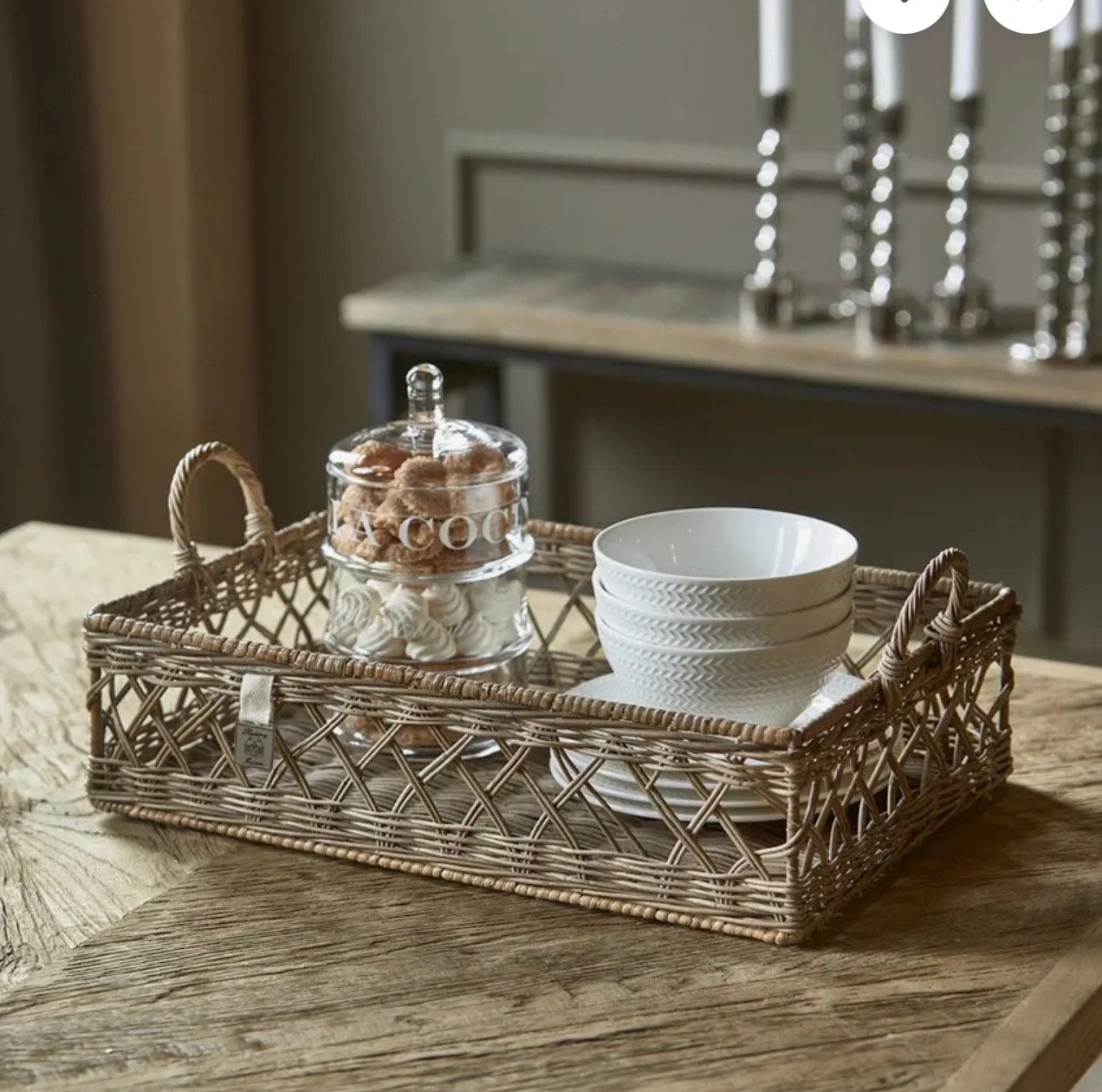 Riviera Maison rattan dienblad/Pierre Avenue tray, Natuurlijk materiaal, Handgemaakt, Ophalen of Verzenden, Zo goed als nieuw
