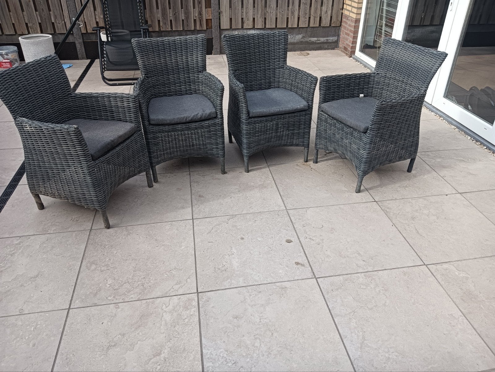 4 tuinstoelen antraciet ( merk Hartman), Ophalen, 4 zitplaatsen, Kunststof, Gebruikt
