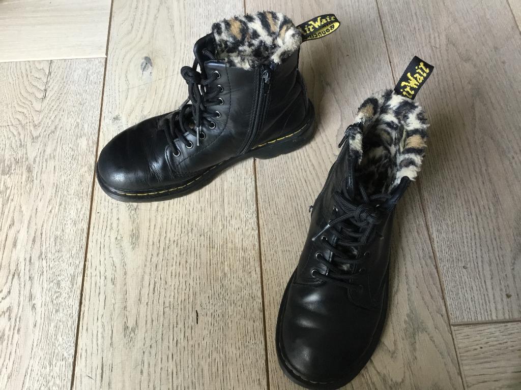 Dr. Martens kinder laarzen maat 35, zwart met leopard, Ophalen, Hoge laarzen, Zwart, Dr. Martens