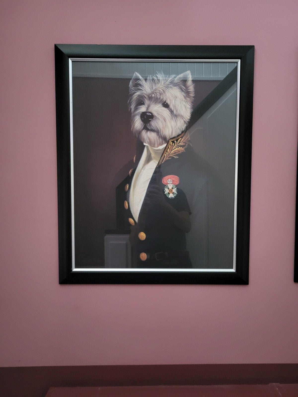 Uniek Portret: West Highland Terrier in Uniform, Ophalen, 50 – 75, Minder dan 50 cm, Print