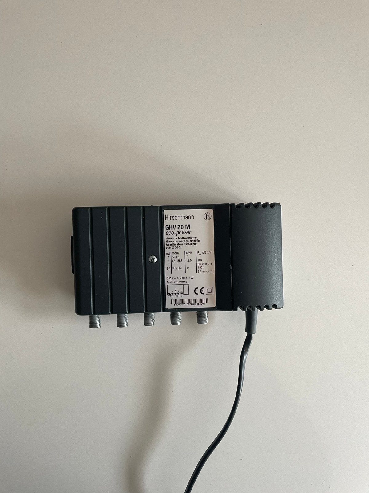 Hirschmann GHV 20 M eco-power huisversterker, Ophalen of Verzenden, Gebruikt, Minder dan 2 meter, Overige kabels
