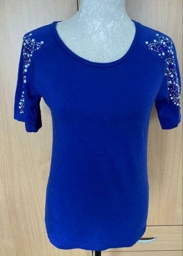 Nikkie top maat 34/36[v], Blauw, Ophalen of Verzenden, Zo goed als nieuw, Korte mouw