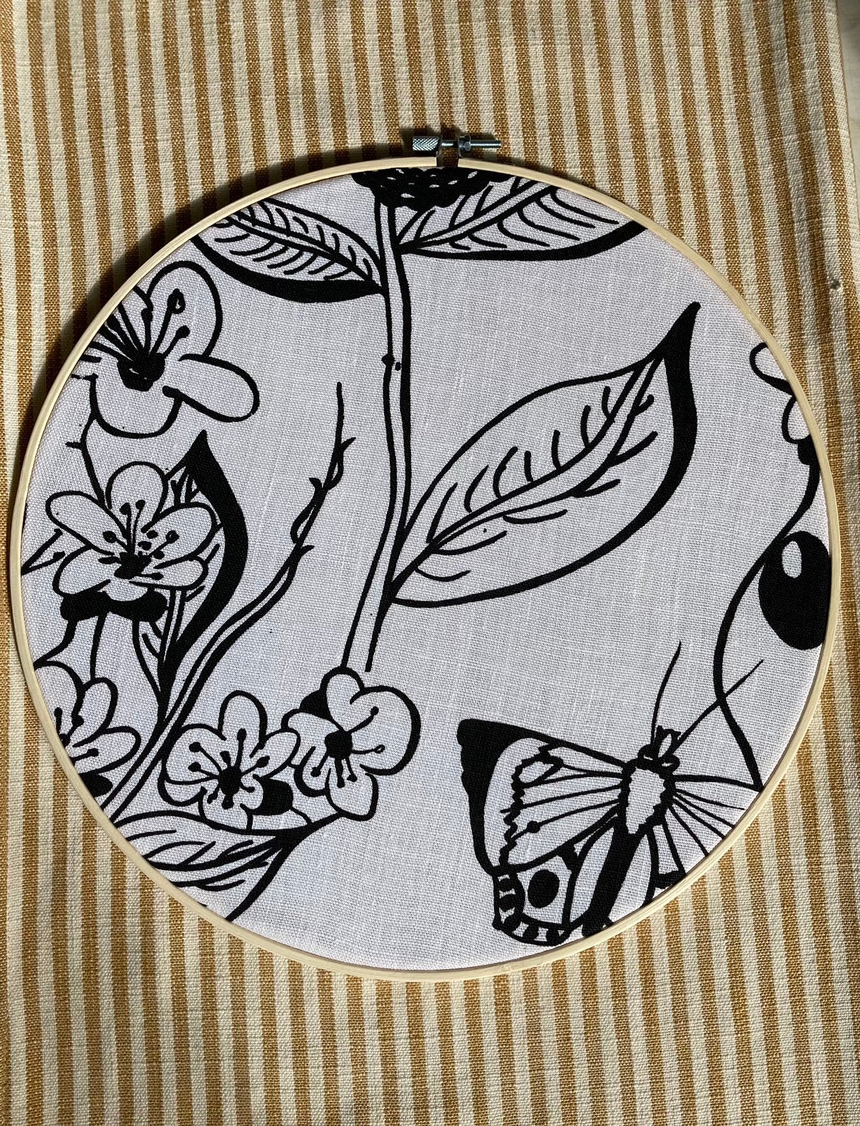 🖤 Zeefdruk Illustratie in Bamboe lijst JAPANDI, Ophalen of Verzenden, Nieuw, Wanddecoratie