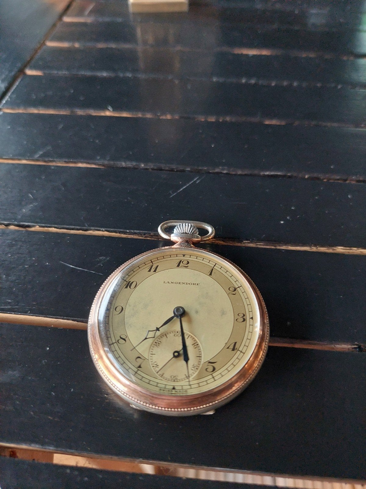 Zakhorloge zilver 0.800 Swiss made Langendorf, Ophalen of Verzenden, Zilver, Overige merken
