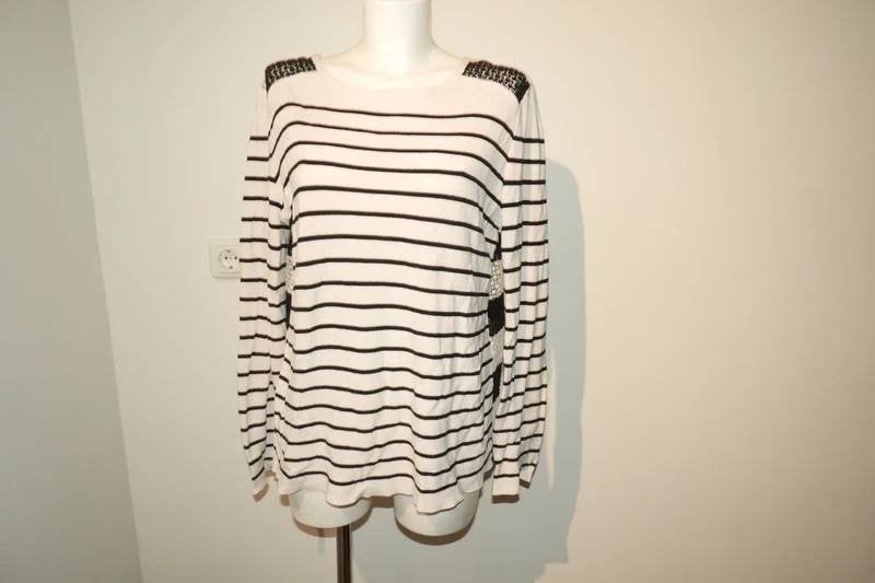 Marccain sweater gestreept open gewerkte achterkant sier N5, Kleding | Dames, Maat 42/44 (L), Zo goed als nieuw, Marccain, Meerkleurig