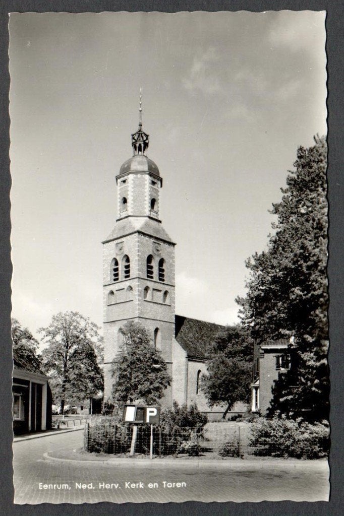Oude Ansicht - Eenrum Ned. Herv. Kerk en Toren - Gr., Verzamelen, Ophalen of Verzenden, 1940 tot 1960, Ongelopen, Groningen