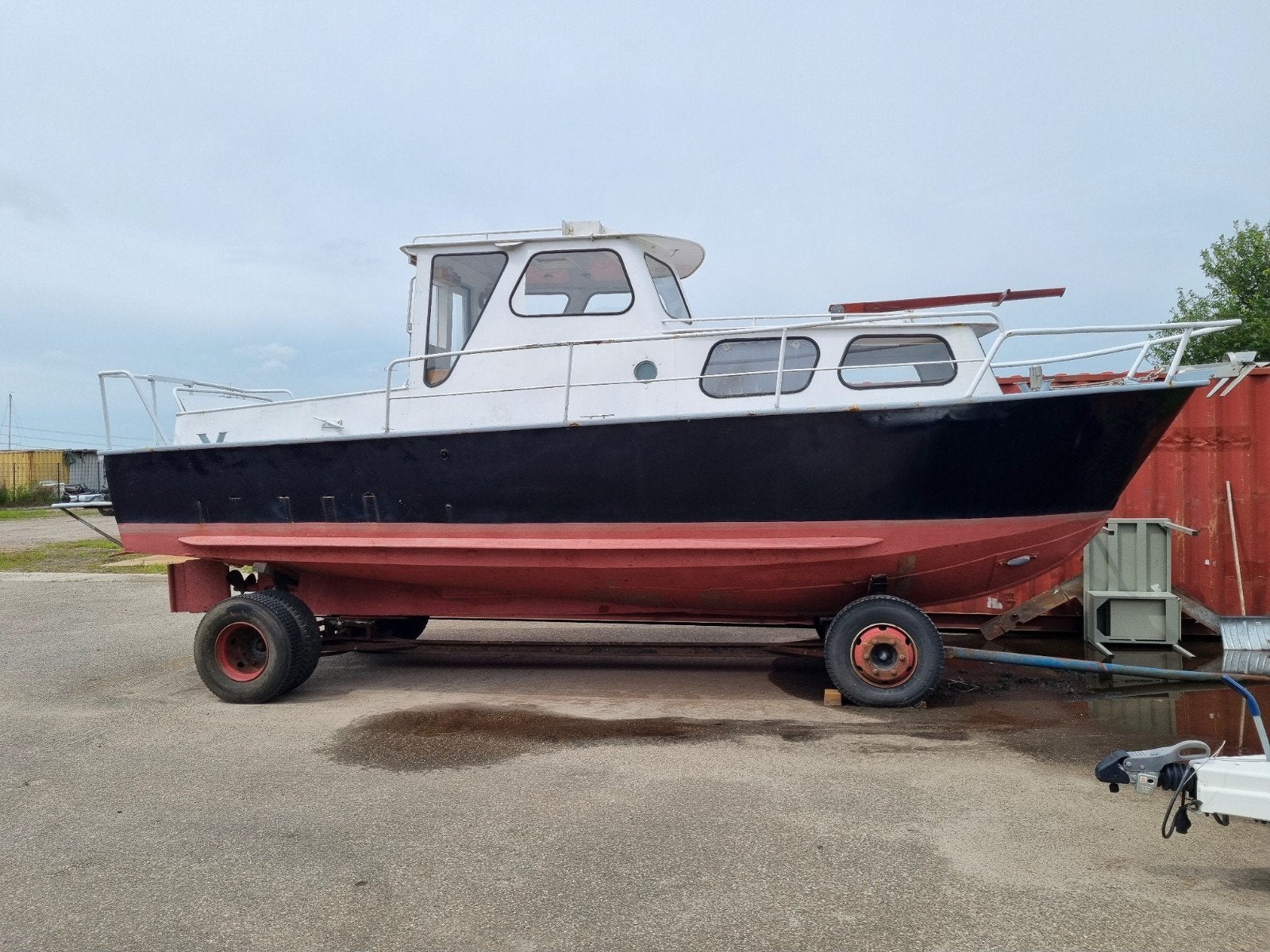 Stalen robuuste motorkruiser ., Watersport en Boten, Kruiser, Ophalen, Trailer