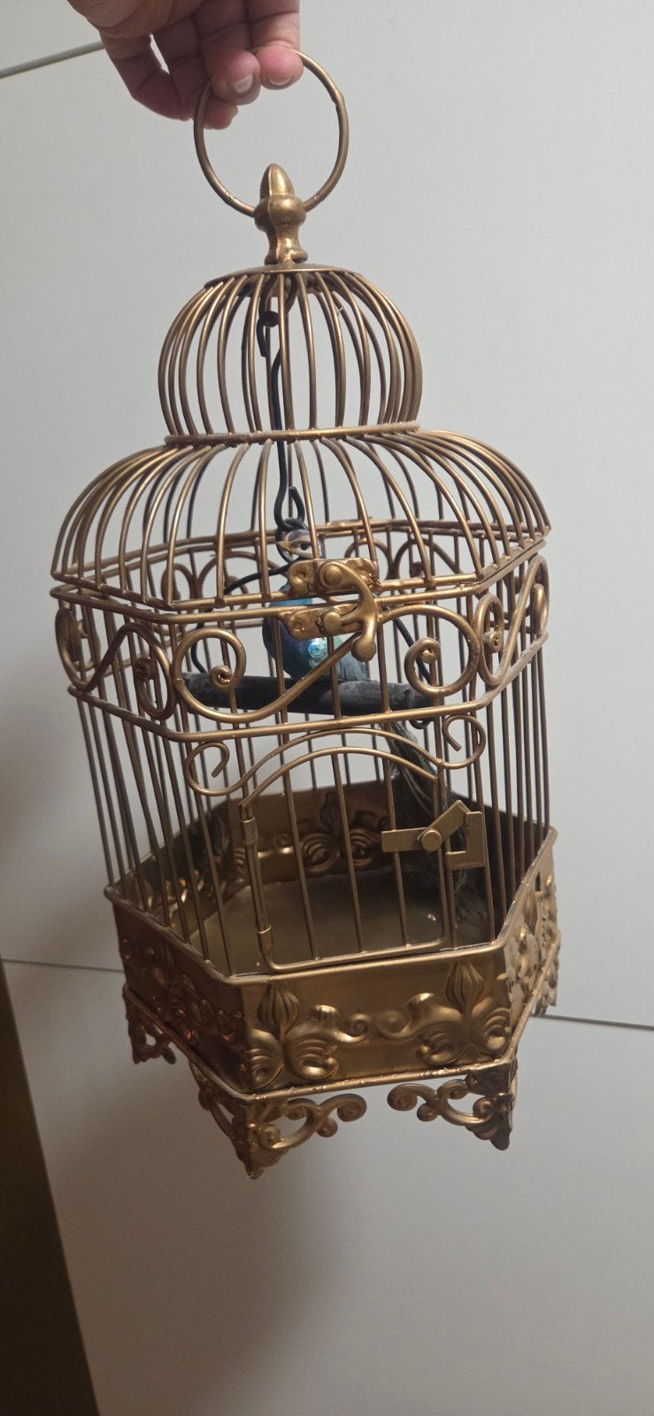 Decoratieve goudkleurige vogelkooi, Ophalen of Verzenden, Landelijk, Zo goed als nieuw, Goud
