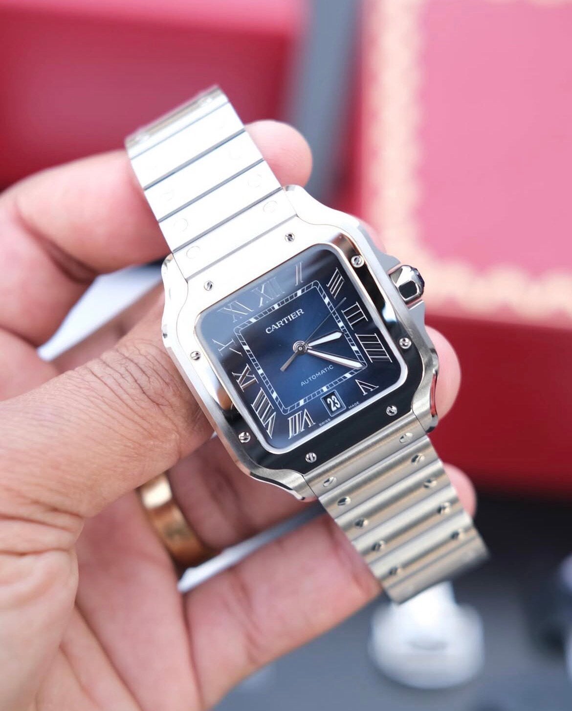 Cartier Santos Medium Automaat BP, Ophalen of Verzenden, Zo goed als nieuw