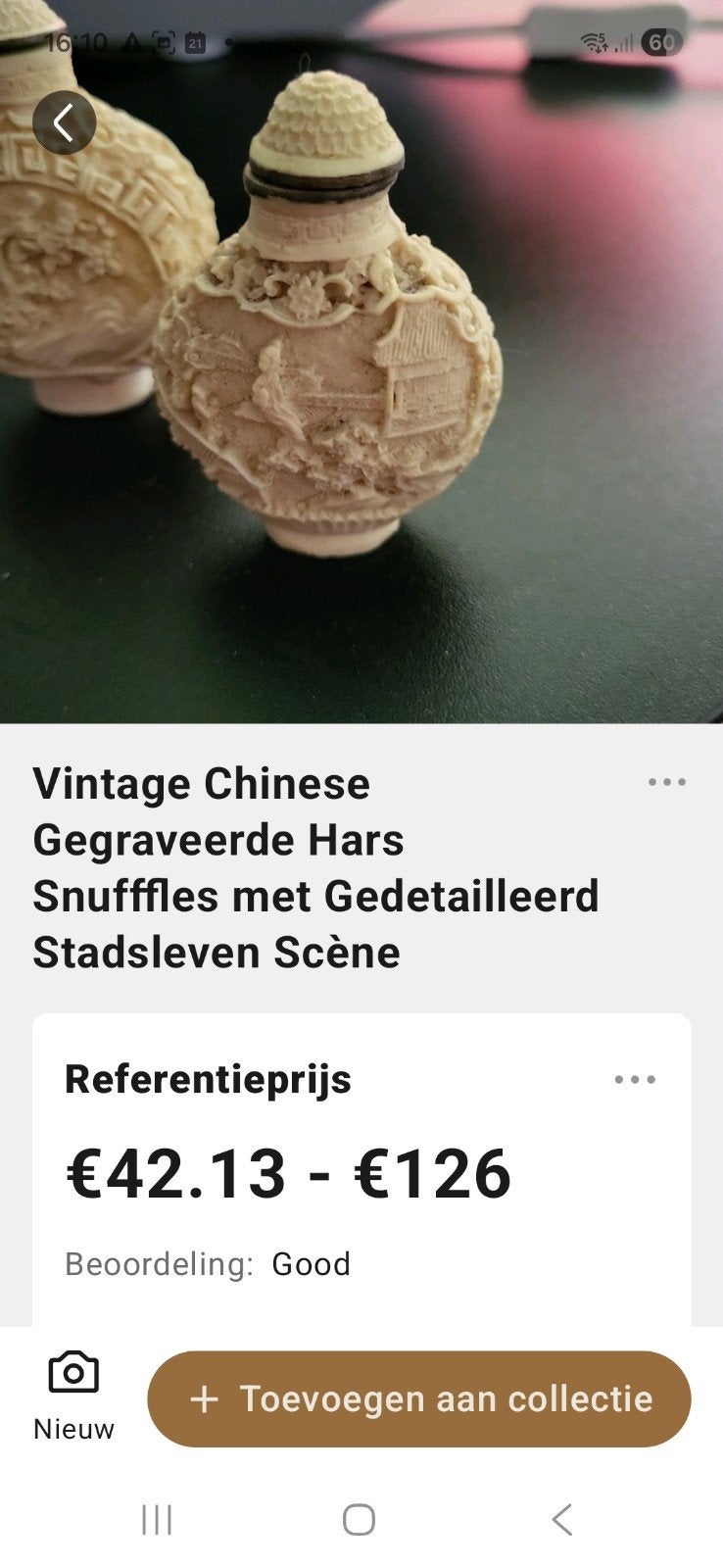 Vintage Chinese Gesneden Hars Snufffles Flesje, Ophalen of Verzenden