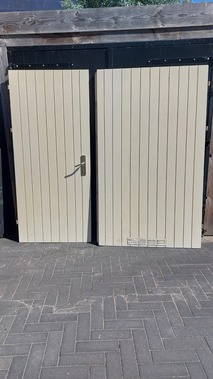 dubbele openslaande poortdeuren tuindeuren garagedeuren, Ophalen, Gebruikt, 150 tot 200 cm, Hout