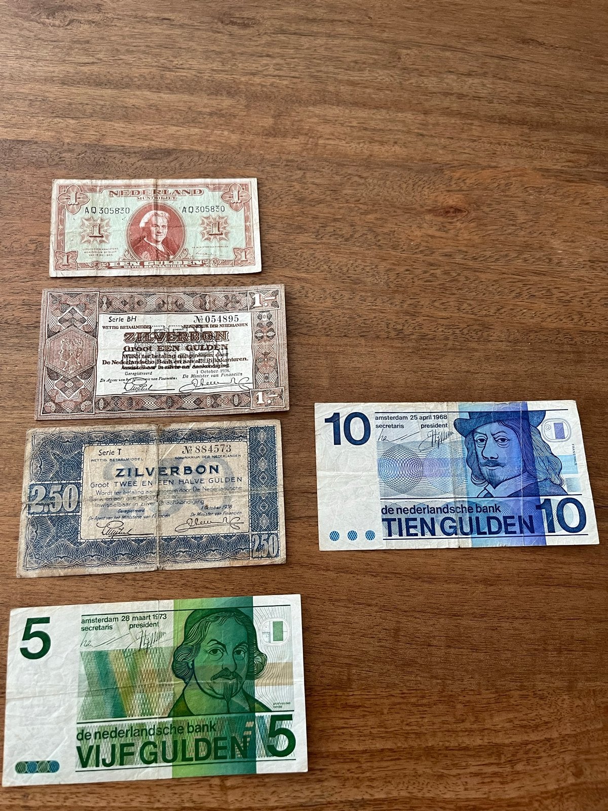 Oude Nederlandse Guldens - Set van 5 biljetten, Ophalen of Verzenden, 1 gulden, Setje