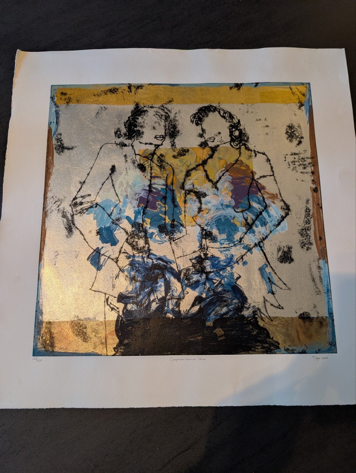Sjer Jacobs - Zeefdruk "Copacabana Blue" (78x78cm), Gelimiteerde oplage, Ophalen of Verzenden, Portret en Figuren, Zeefdruk