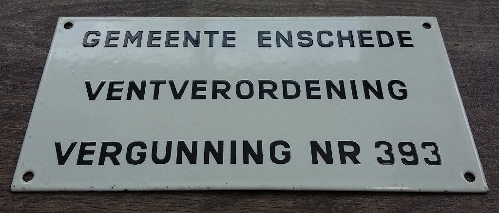 Om 1950 Emaille Bord Enschede Winkel Markt Bazaar Handel, Ophalen of Verzenden