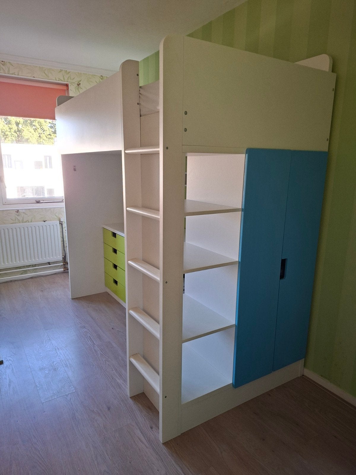 Gratis Stuva hoogslaper met bureau en kast, Huis en Inrichting, Ophalen, Gebruikt, Hoogslaper, Eenpersoons