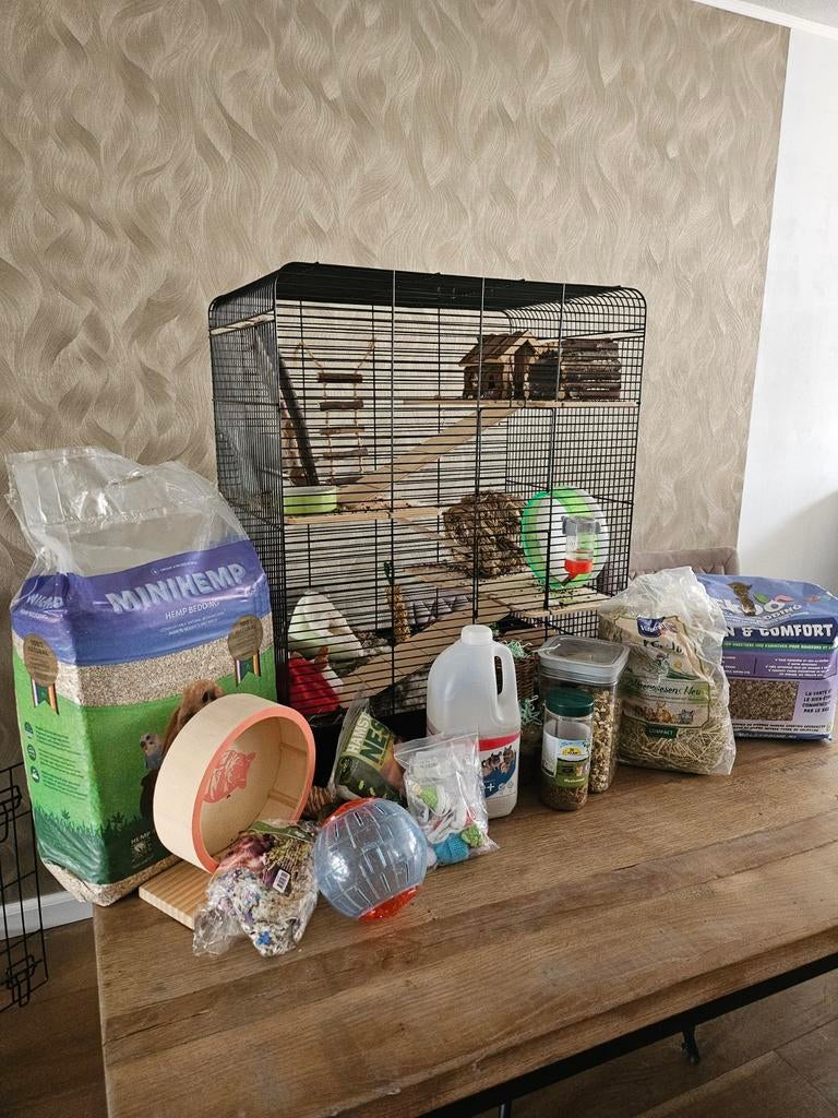Hamsterkooi met heel veel toebehoren., Dieren en Toebehoren, Ophalen, Minder dan 75 cm, Kooi, Minder dan 60 cm