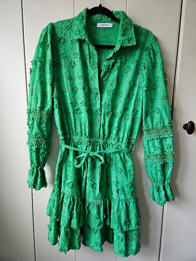 Jurk jurkje groen met kant/borduur Ambika L 42 / 44 zgan, Kleding | Dames, Jurken, Maat 42/44 (L), Ophalen of Verzenden, Zo goed als nieuw