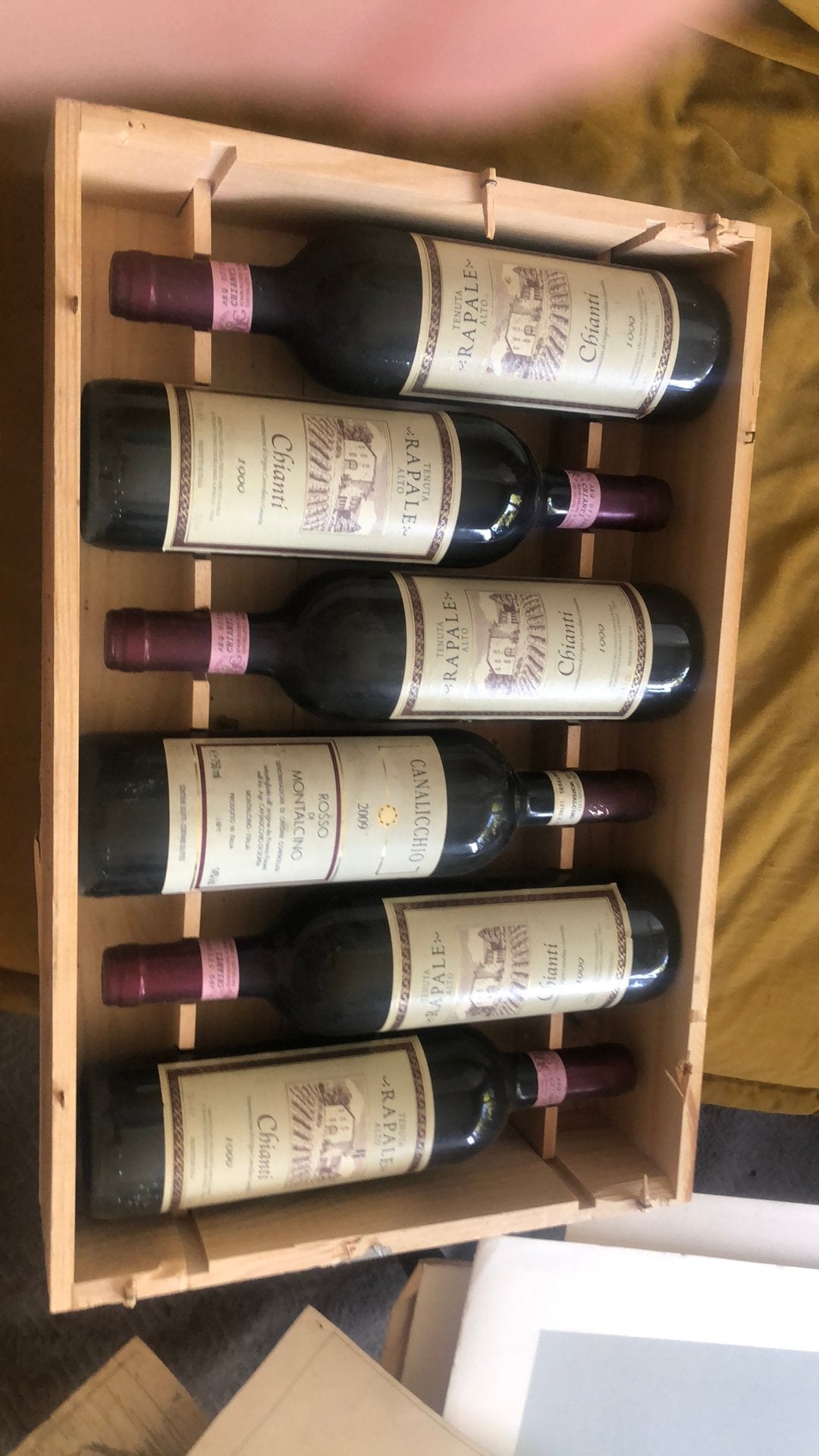 Kist wijn chianti 1999 6 flessen, Verzamelen, Ophalen, Zo goed als nieuw, Frankrijk, Rode wijn