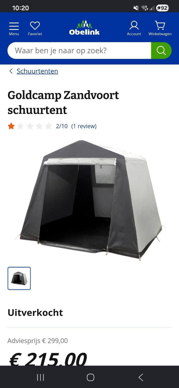 Goldcamp Zandvoort schuurtent - Robuust en Ruim, Caravans en Kamperen, Tenten, Ophalen