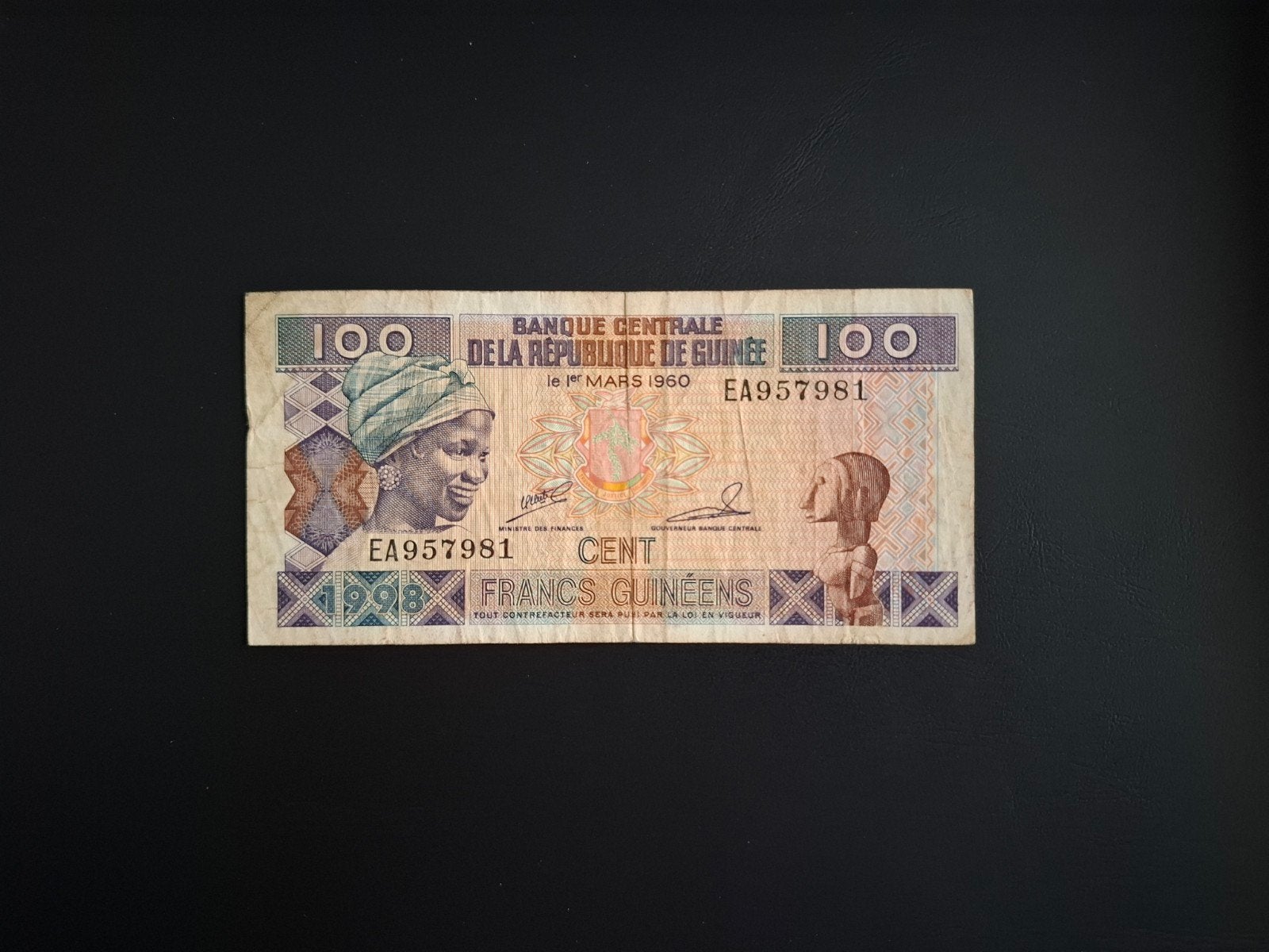 100 franc Guinee #016, Postzegels en Munten, Bankbiljetten | Afrika, Ophalen of Verzenden, Guinee, Los biljet