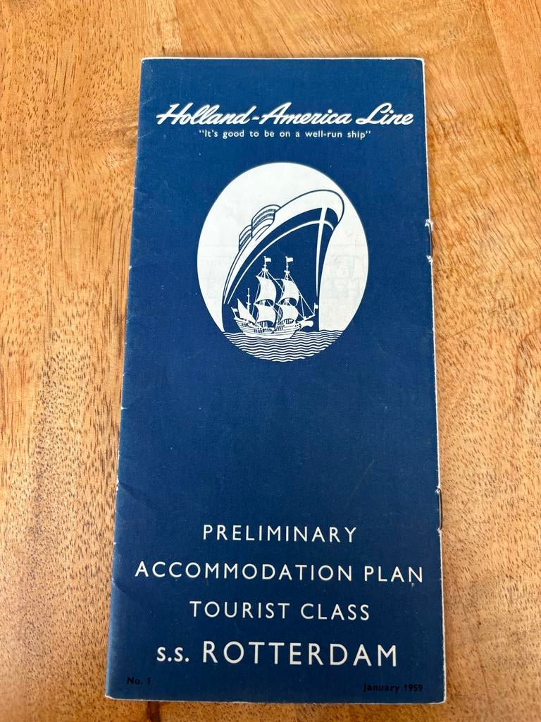 Holland America Line SS Rotterdam Accommodatieplan 1959, Verzamelen, Ophalen of Verzenden, Zo goed als nieuw