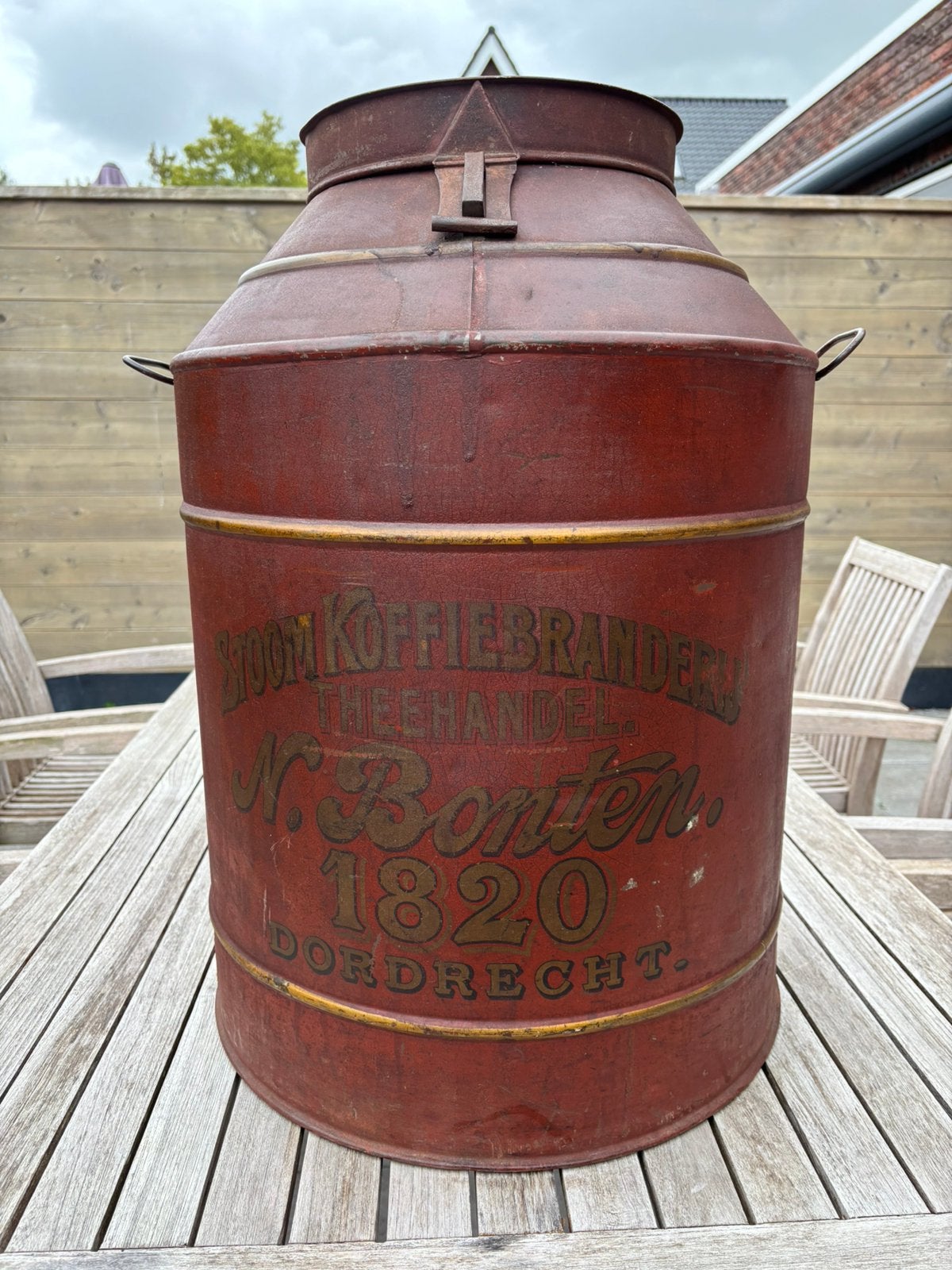 Grote ton N. Bonten uit Dordrecht, Verzamelen, Blikken, Ophalen of Verzenden