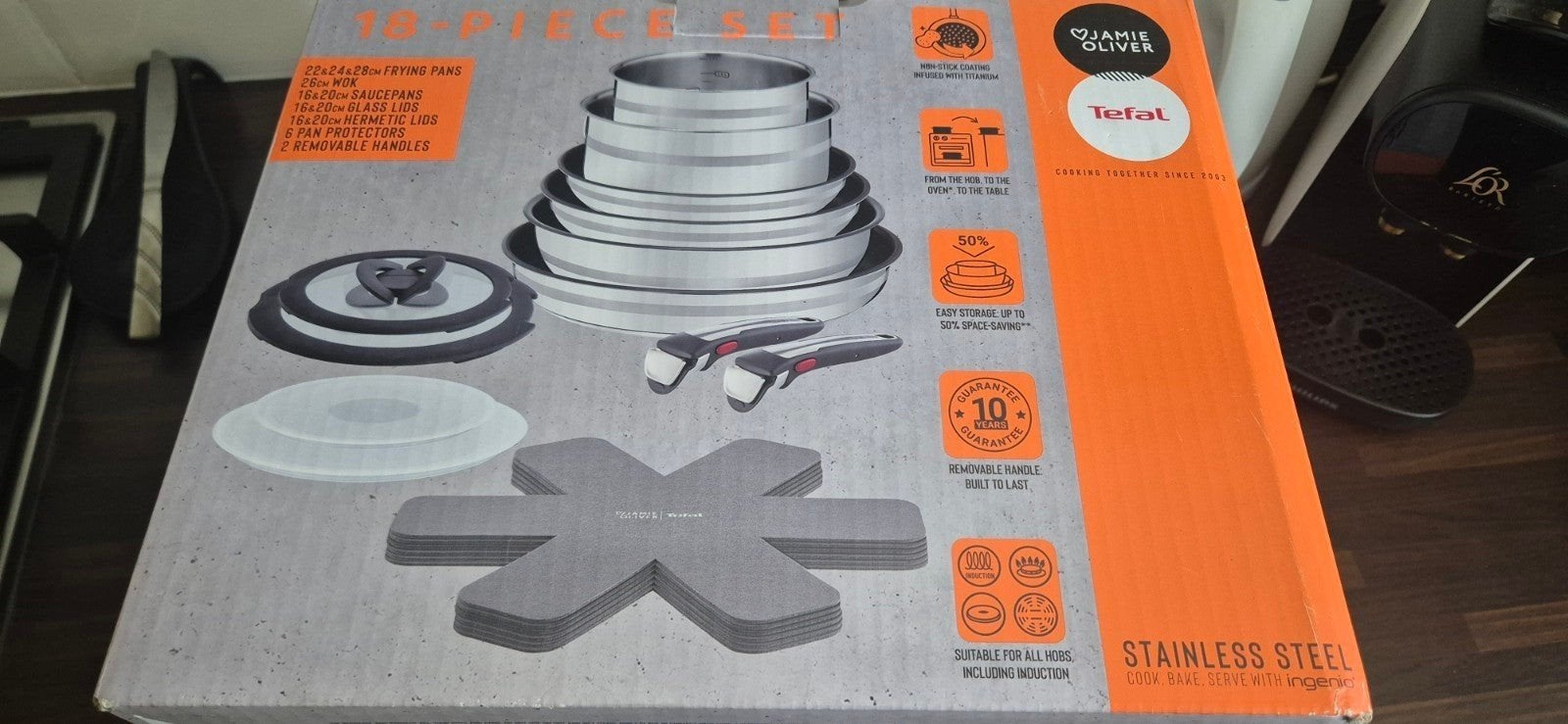 Nieuwe pannenset Tefal Ingenio 18 delig Jamie Oliver, Ophalen, Geschikt voor inductie, Tefal, Nieuw