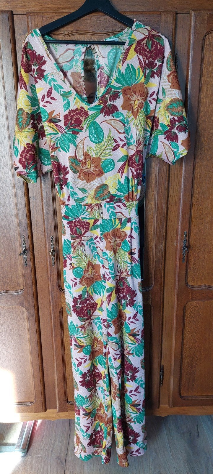 Casual Ladies Jumpsuit met bloemenprint - Maat L, Kleding | Dames, Jumpsuits, Ophalen of Verzenden, Zo goed als nieuw, Maat 42/44 (L)