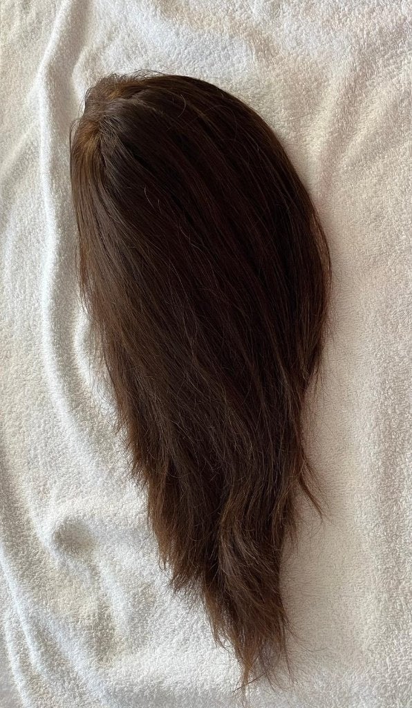 Haarstuk, Bruin/zwart, 30-32 cm,  ELA Young Full cap, Luxury, Ophalen of Verzenden, Zo goed als nieuw, Pruik of Haarverlenging