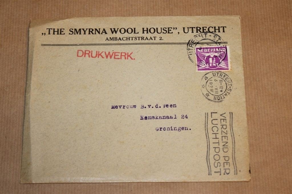 Zeldzame folder/brief Smyrna Wool House Utrecht 1929 !!, Ophalen of Verzenden, Zo goed als nieuw