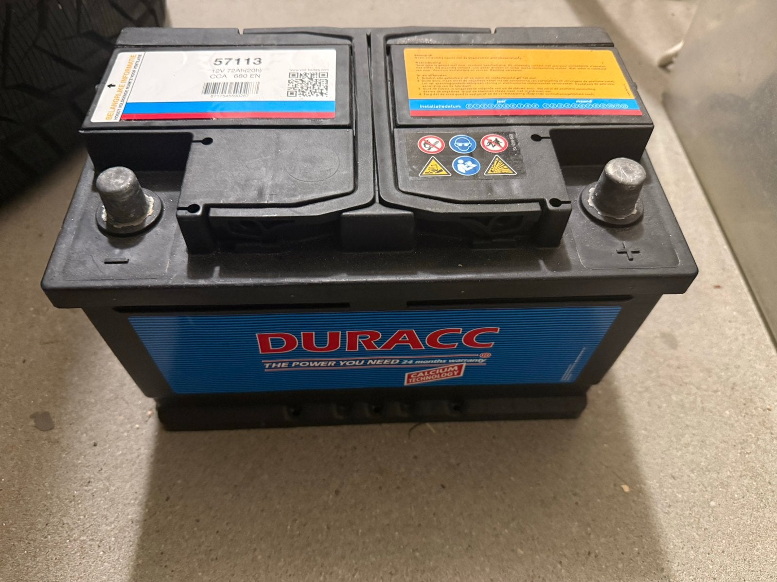 Duracc 57113 startaccu – 12V, 72Ah, 680A – Zo goed als nieuw, Ophalen of Verzenden, Gebruikt