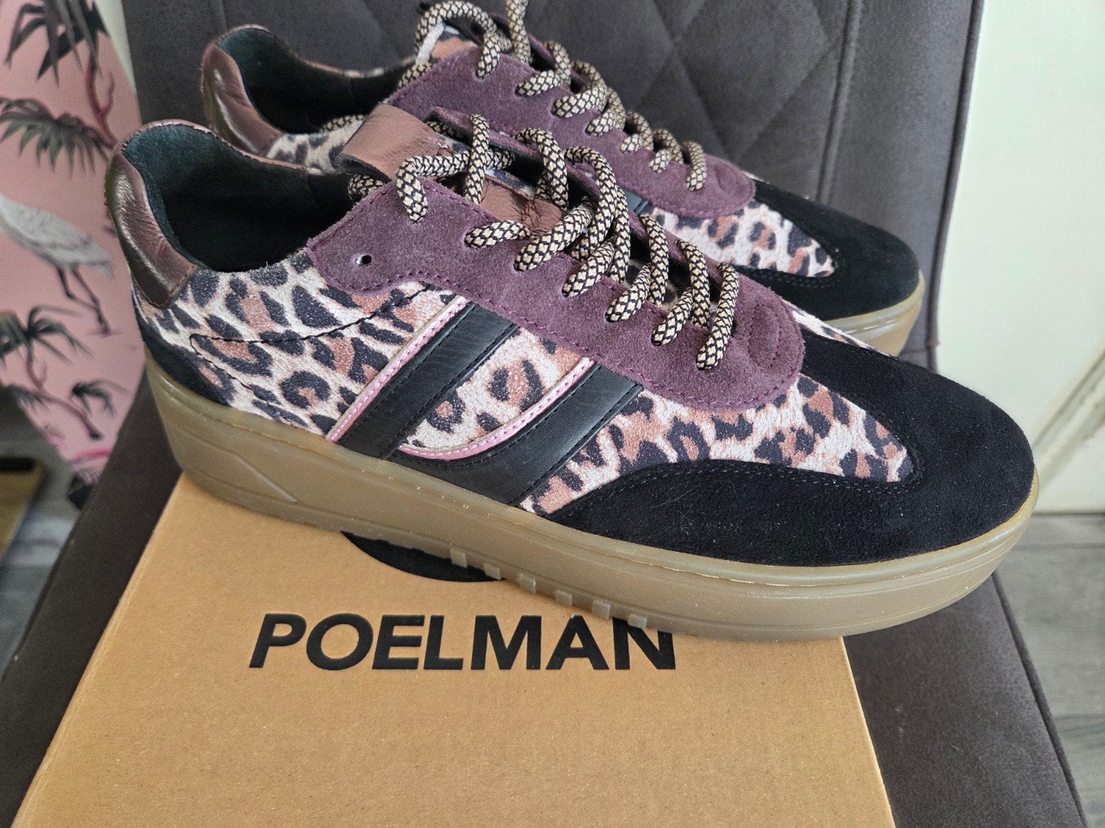 Poelman Sneakers Maat 40 - Luipaardprint en Bordeaux, Kleding | Dames, Poelman, Overige kleuren, Nieuw, Ophalen of Verzenden