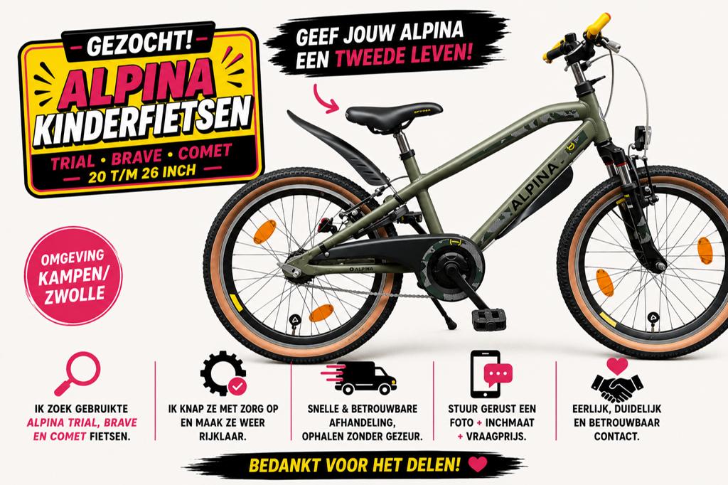 Gezocht: Alpina Trial kinderfietsen, Ophalen, Gebruikt, 20 inch