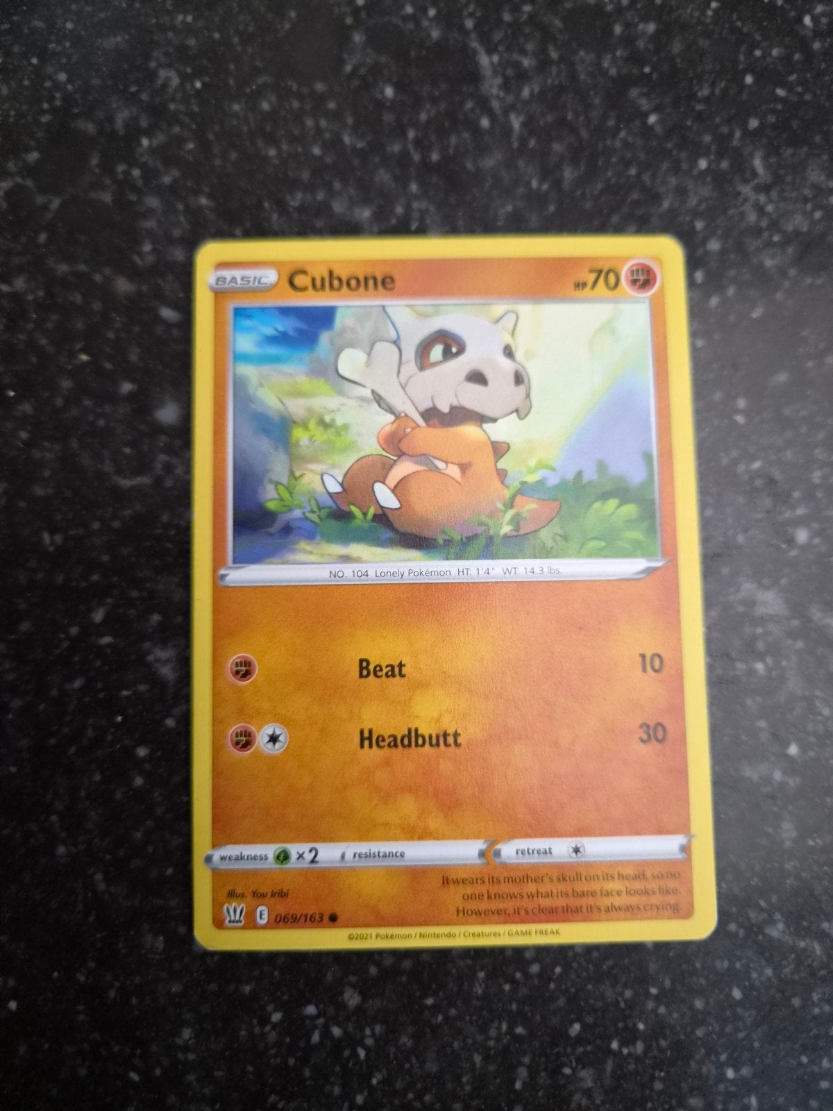 Pokemon Cubone kaart uit 2021 - Zo goed als nieuw, Ophalen of Verzenden, Zo goed als nieuw, Losse kaart