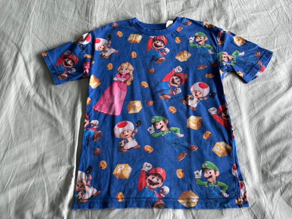 Blauw Mario shirt van H&M maat 122/128, Ophalen of Verzenden, Gebruikt, Jongen, Shirt of Longsleeve
