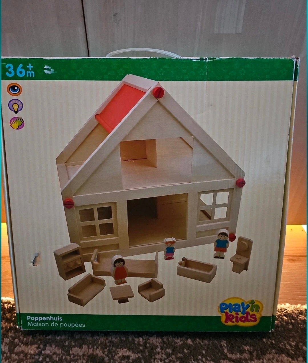 Houten Poppenhuis - Playin Kids, Ophalen of Verzenden, Nieuw, Poppenhuis